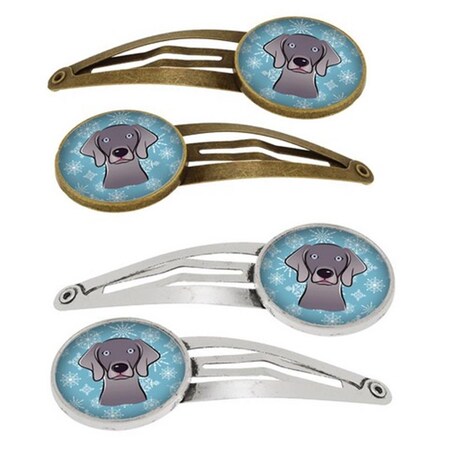 Carolines Treasures Snowflake Weimaraner Barrettes Hair Clips, Set of 4, 4PK BB1665HCS4